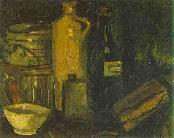 Картина Ван Гога Натюрморт с горшками. Кувшином и бутылями 1884